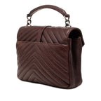 Saint Laurent Carre YSL Logo Chain Shoulder Bag 2-Way Dark Brown Leather — view 2