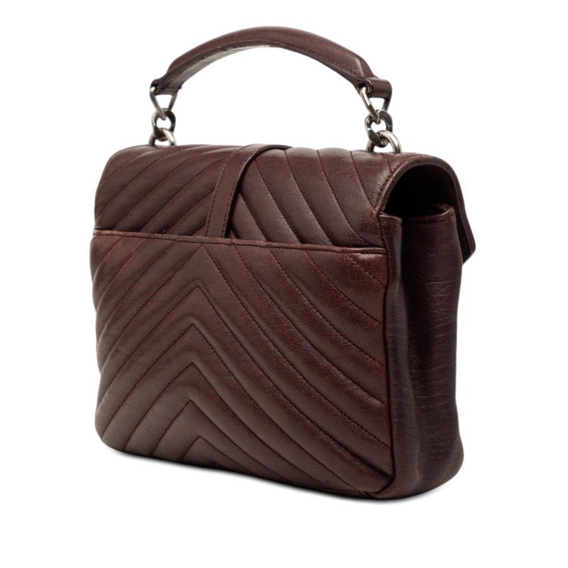 Saint Laurent Carre YSL Logo Chain Shoulder Bag 2-Way Dark Brown Leather — view 2