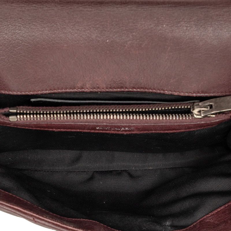 Saint Laurent Carre YSL Logo Chain Shoulder Bag 2-Way Dark Brown Leather — view 5
