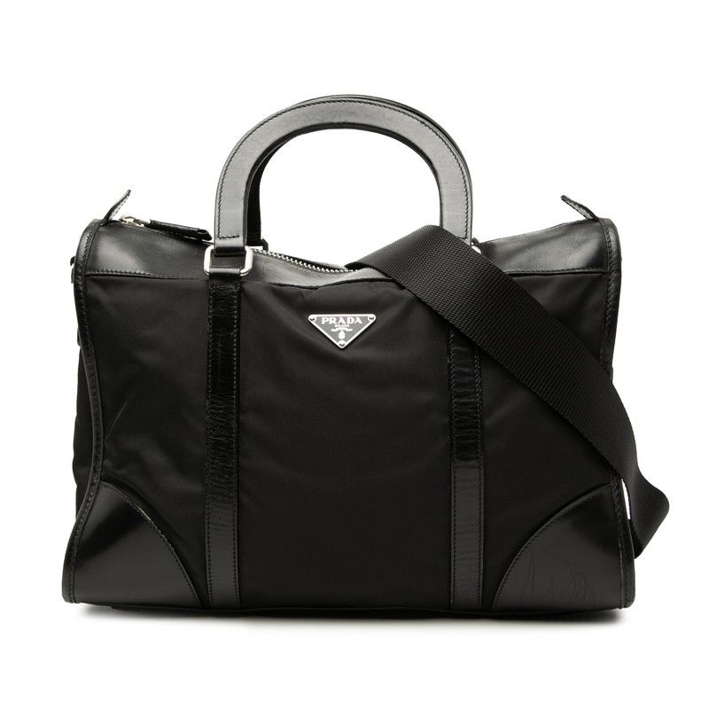 Prada 2-Way Shoulder Bag Black Nylon Leather