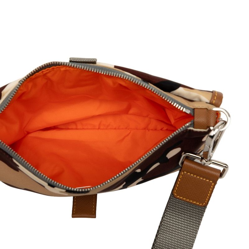 Prada Camouflage Clutch Pouch Brown Beige Black Nylon Leather — view 4