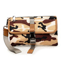 Prada Camouflage Clutch Pouch Brown Beige Black Nylon Leather