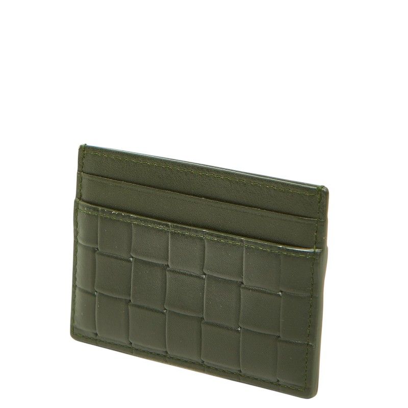 Bottega Veneta Intrecciato Card Case Khaki Green Leather — view 2