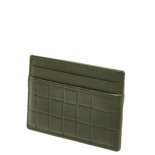 Bottega Veneta Intrecciato Card Case Khaki Green Leather — view 2