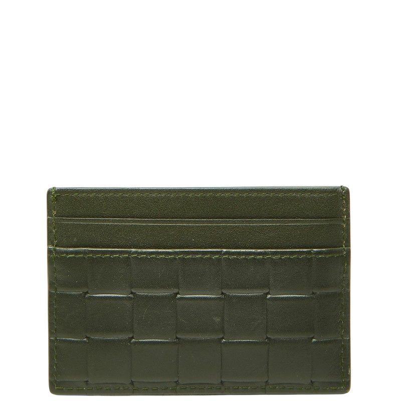 Bottega Veneta Intrecciato Card Case Khaki Green Leather