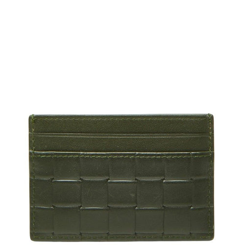 Bottega Veneta Intrecciato Card Case Khaki Green Leather