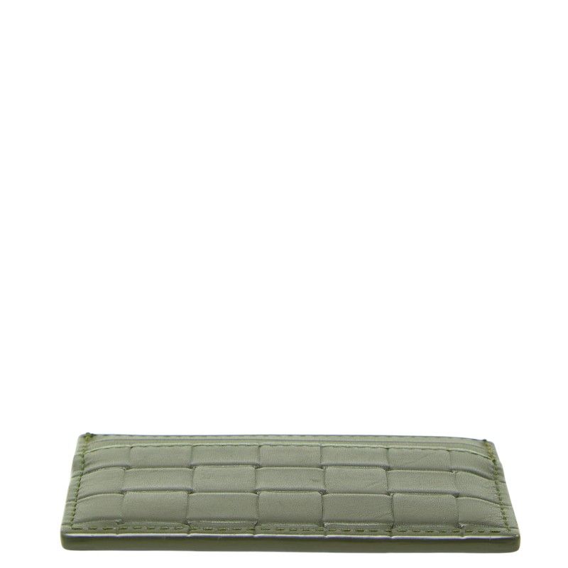 Bottega Veneta Intrecciato Card Case Khaki Green Leather — view 3