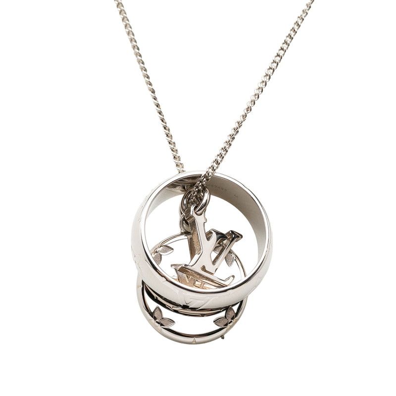 Louis Vuitton Monogram Chain Pendant Silver Metal