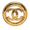 Chanel CC Logo Vintage Round Brooch 94 Gold Plated