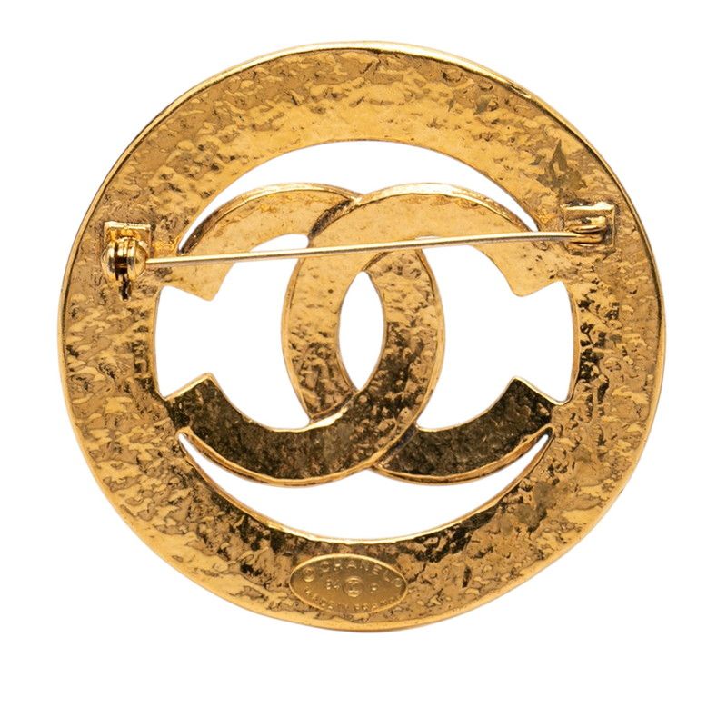 Chanel CC Logo Vintage Round Brooch 94 Gold Plated — view 2