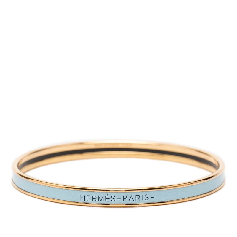 Hermes Uni XS Enamel Bracelet Gold Blue Plated