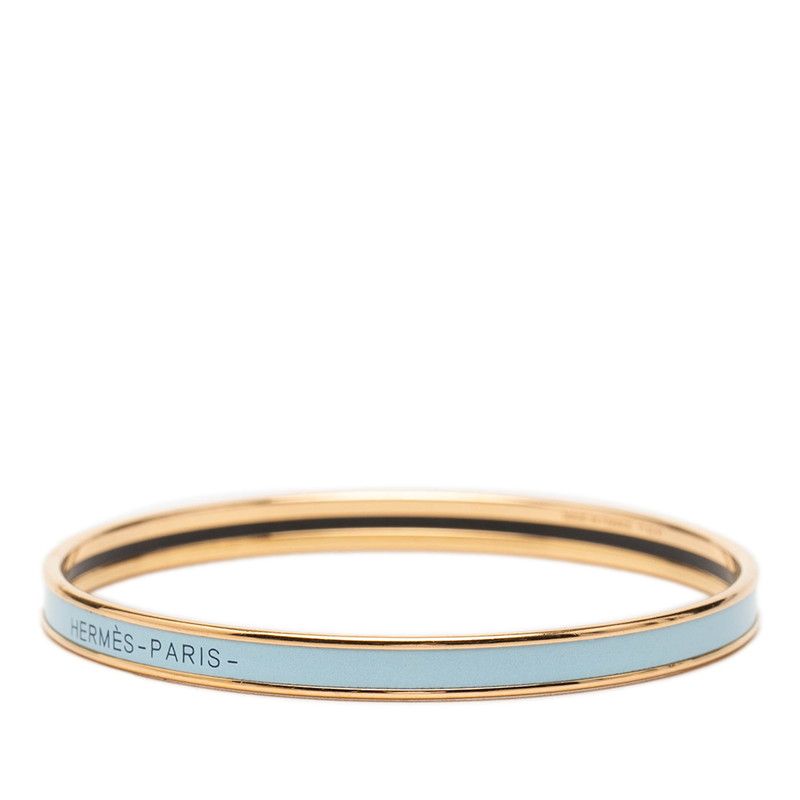 Hermes Uni XS Enamel Bracelet Gold Blue Plated — view 2