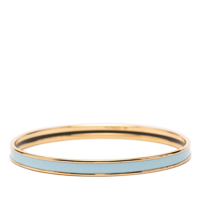 Hermes Uni XS Enamel Bracelet Gold Blue Plated — view 3