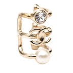 Chanel CC Logo Earrings 22 Silver Metal Faux Pearl Rhinestone — view 2