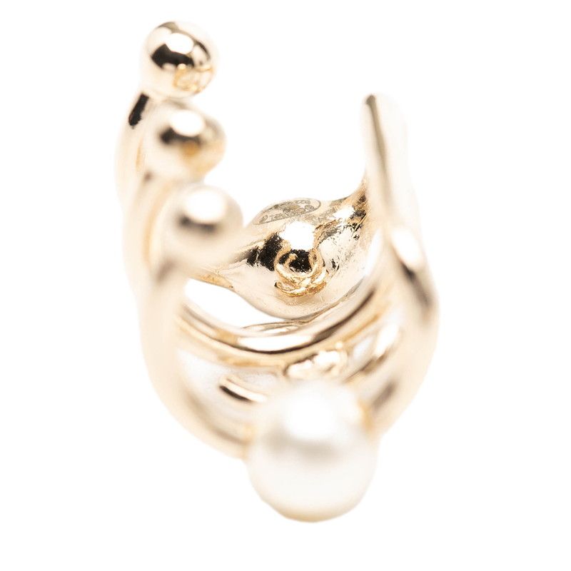 Chanel CC Logo Earrings 22 Silver Metal Faux Pearl Rhinestone — view 4