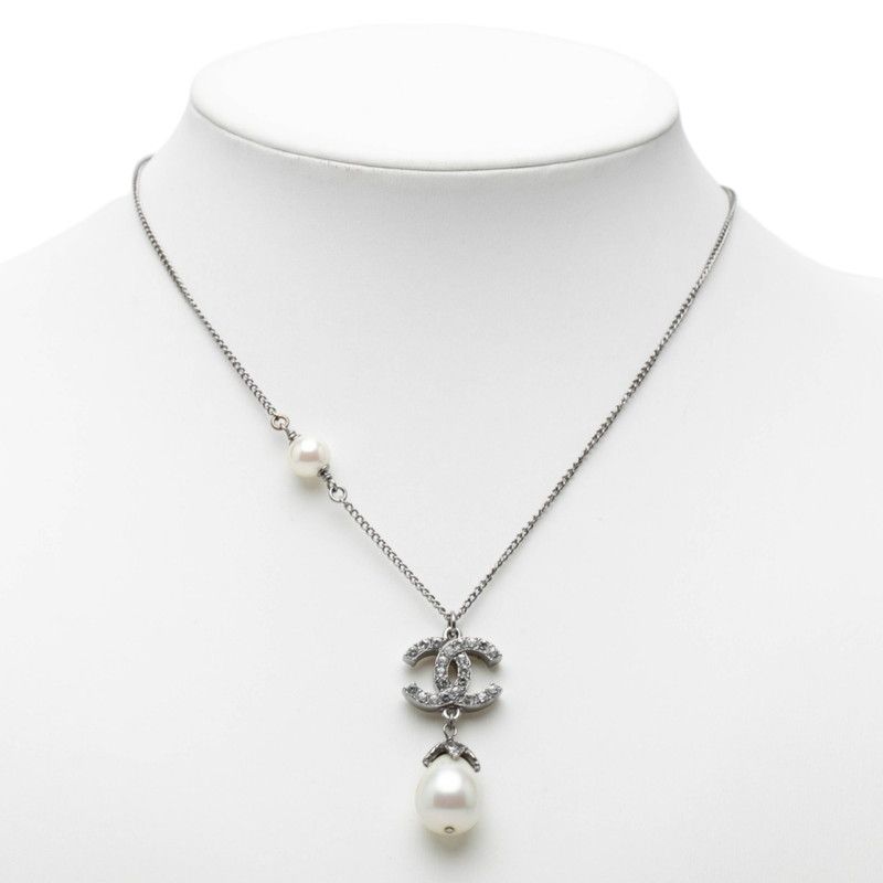 Chanel Chain Pendant 08 Silver Metal Faux Pearl Rhinestone — view 6