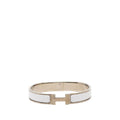 Hermes Click HH T5 XL Enamel Bracelet Silver White Metal