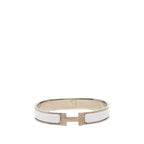 Hermes Click HH T5 XL Enamel Bracelet Silver White Metal