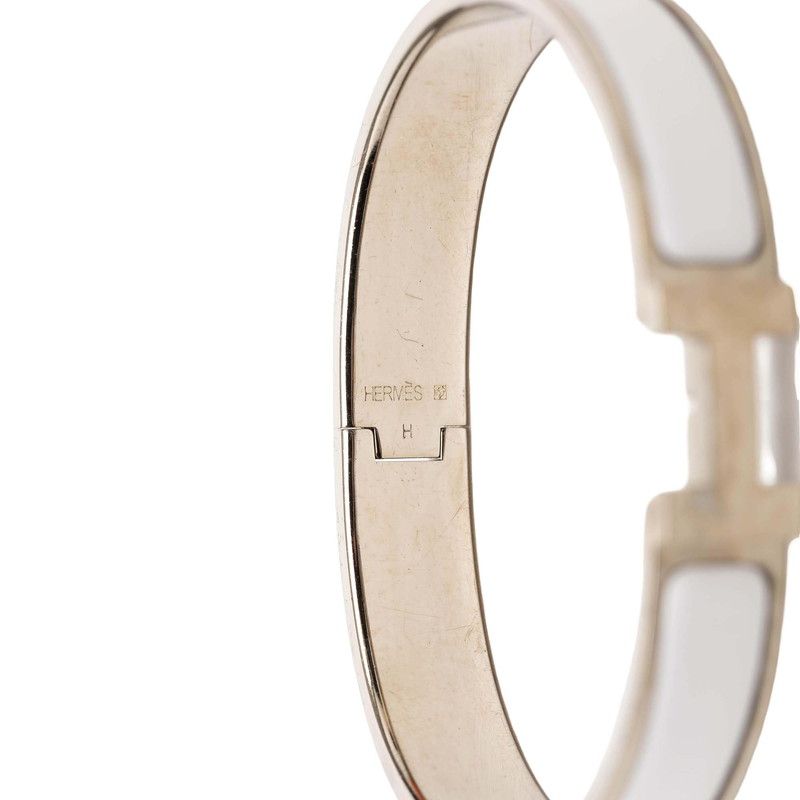 Hermes Click HH T5 XL Enamel Bracelet Silver White Metal — view 4