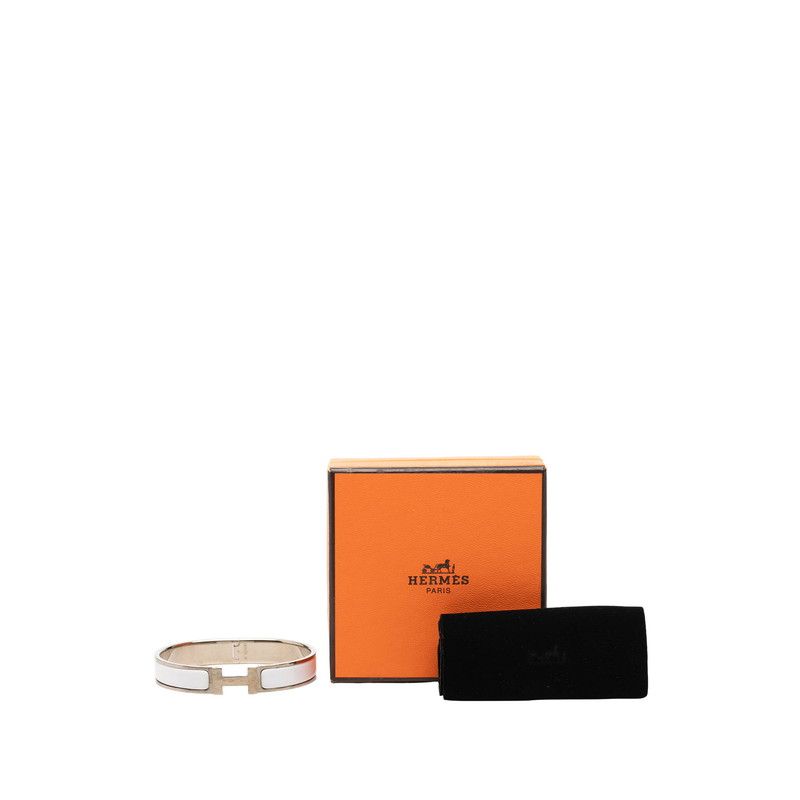 Hermes Click HH T5 XL Enamel Bracelet Silver White Metal — view 5