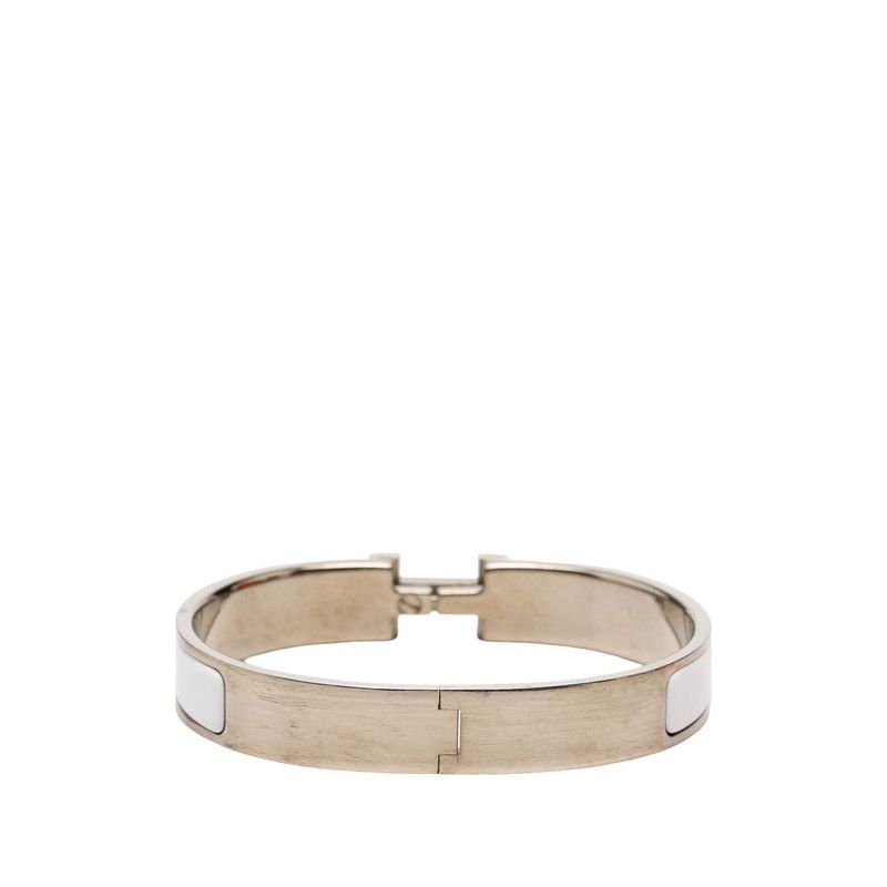 Hermes Click HH T5 XL Enamel Bracelet Silver White Metal — view 3