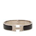 Hermes Click PM Enamel Bracelet Silver Black Metal