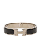 Hermes Click PM Enamel Bracelet Silver Black Metal