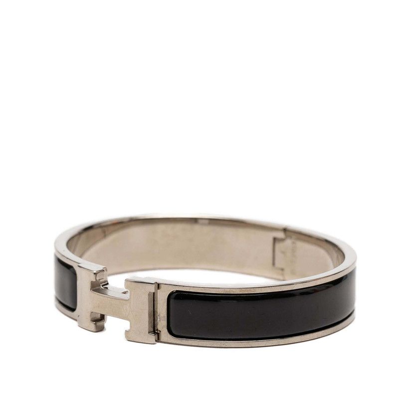 Hermes Click PM Enamel Bracelet Silver Black Metal — view 2