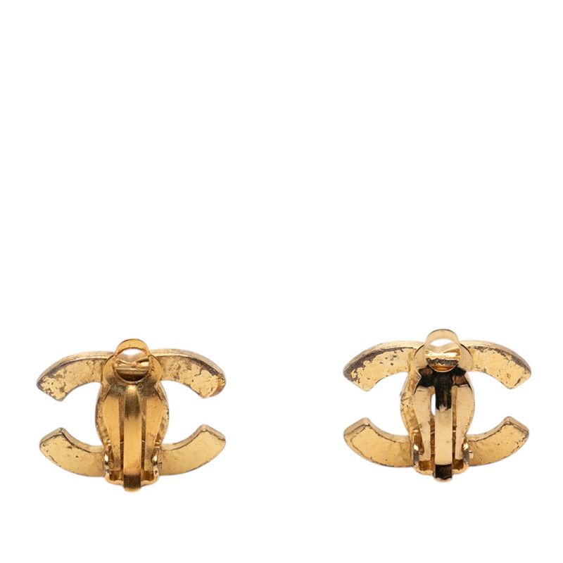 Chanel CC Logo Earrings 02 Gold Black Plated — view 2