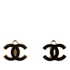 Chanel CC Logo Earrings 02 Gold Black Plated