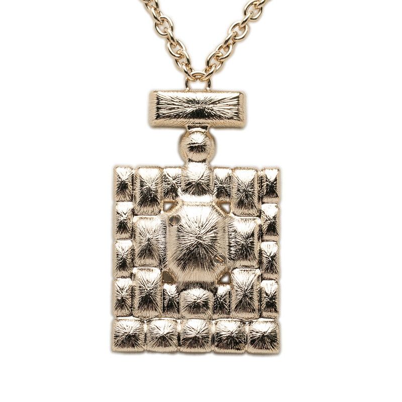 Chanel CC Logo Perfume Bottle Chain Pendant 24 Gold Plated Rhinestone — view 2