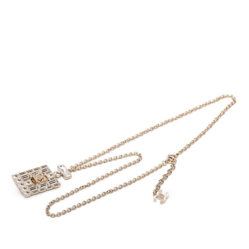 Chanel CC Logo Perfume Bottle Chain Pendant 24 Gold Plated Rhinestone — view 3