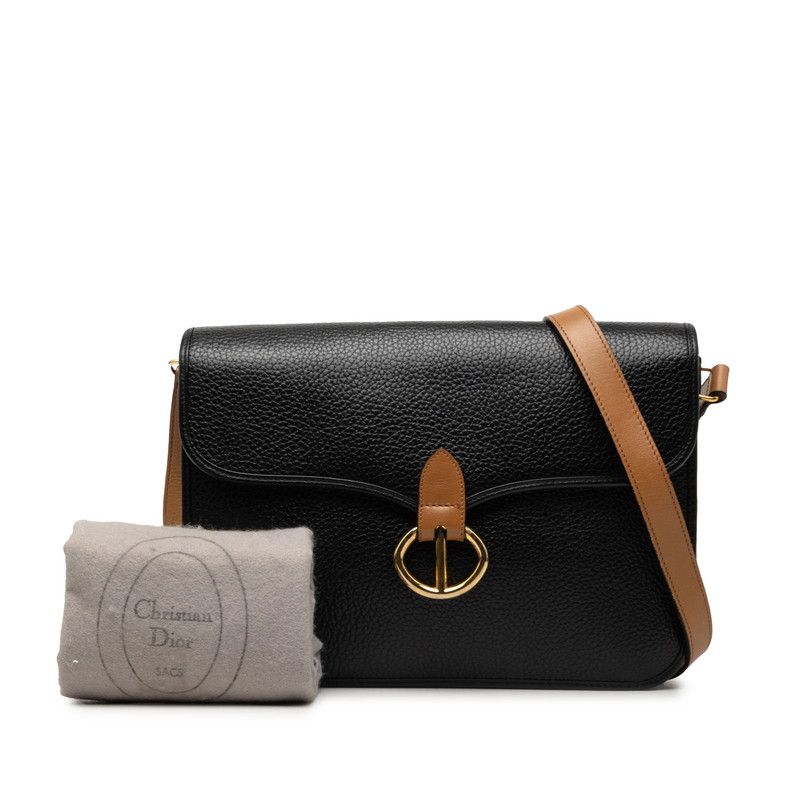 Dior Crossbody Shoulder Bag Black Brown Leather — view 6