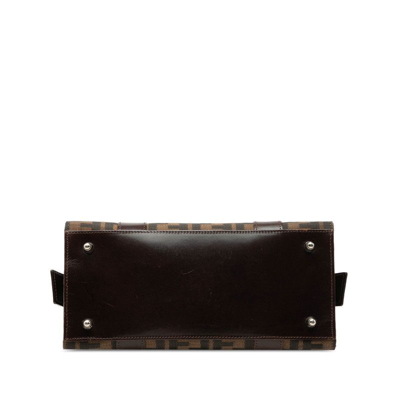 Fendi Zucca Handbag Brown Canvas Leather — view 3