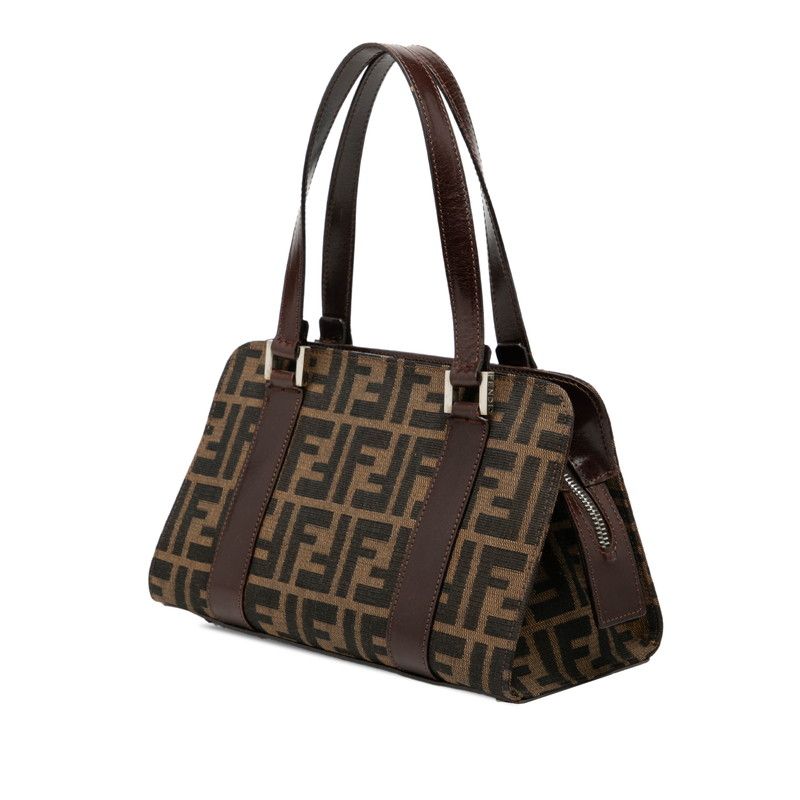 Fendi Zucca Handbag Brown Canvas Leather — view 2