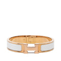 Hermes Click PM Enamel Bracelet Gold White Plated