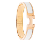 Hermes Click PM Enamel Bracelet Gold White Plated — view 4