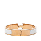 Hermes Click PM Enamel Bracelet Gold White Plated — view 3