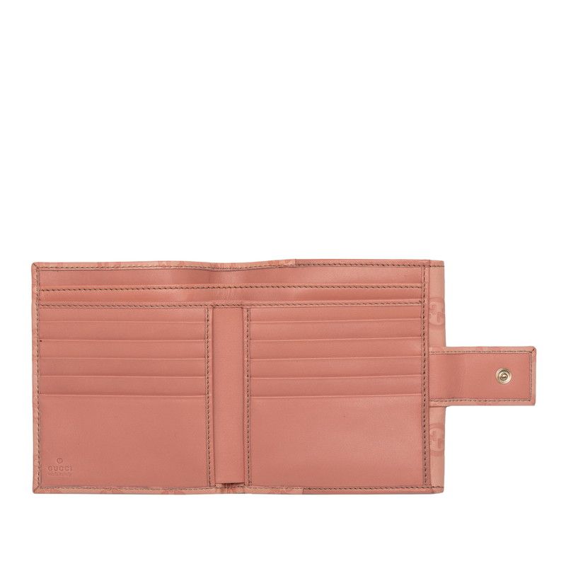 Gucci Guccissima Logo Plate Bifold Wallet Pink Leather — view 4
