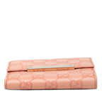 Gucci Guccissima Logo Plate Bifold Wallet Pink Leather — view 3
