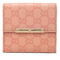 Gucci Guccissima Logo Plate Bifold Wallet Pink Leather