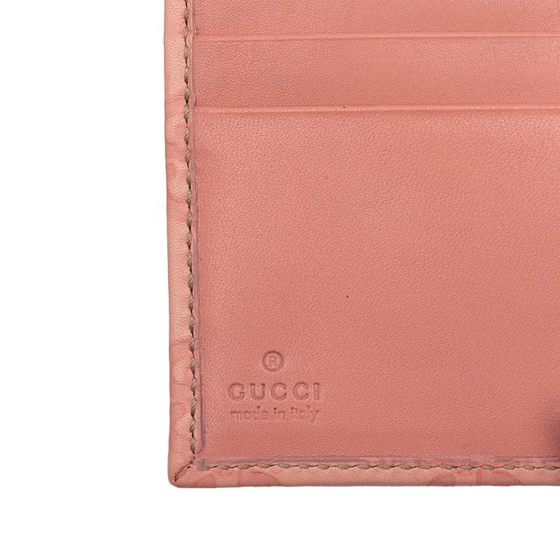 Gucci Guccissima Logo Plate Bifold Wallet Pink Leather — view 6