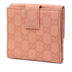 Gucci Guccissima Logo Plate Bifold Wallet Pink Leather — view 2