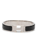 Hermes Click Enamel Bracelet Silver Black Metal