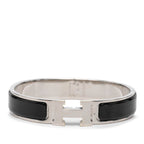 Hermes Click Enamel Bracelet Silver Black Metal