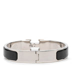 Hermes Click Enamel Bracelet Silver Black Metal — view 3