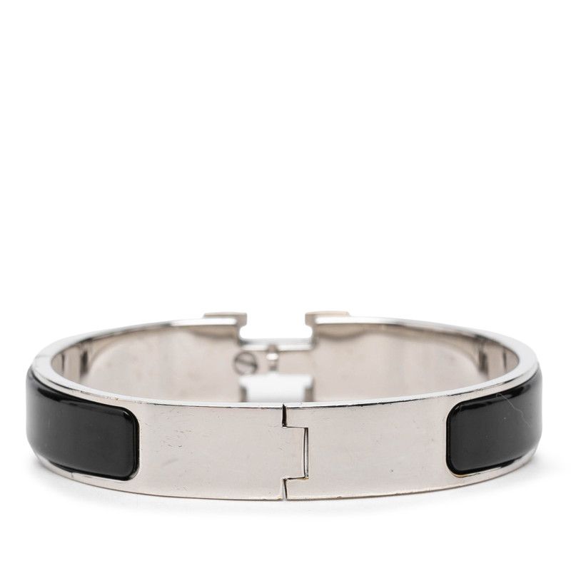 Hermes Click Enamel Bracelet Silver Black Metal — view 3