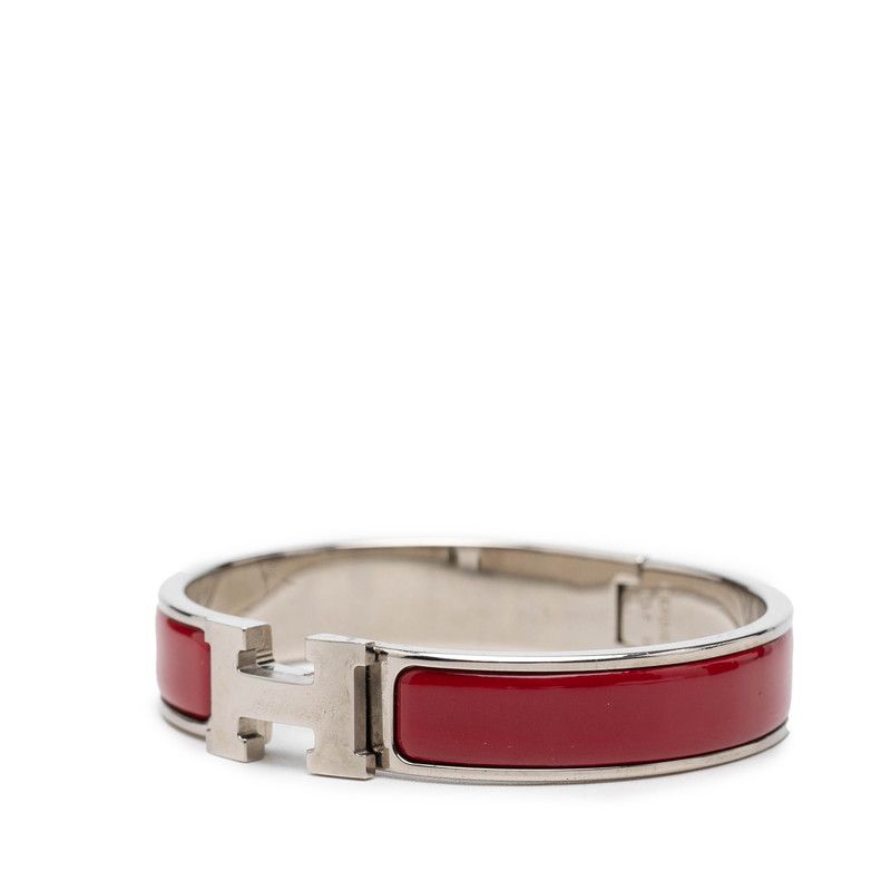 Hermes Click PM Enamel Bracelet Silver Red Metal — view 2