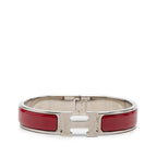 Hermes Click PM Enamel Bracelet Silver Red Metal