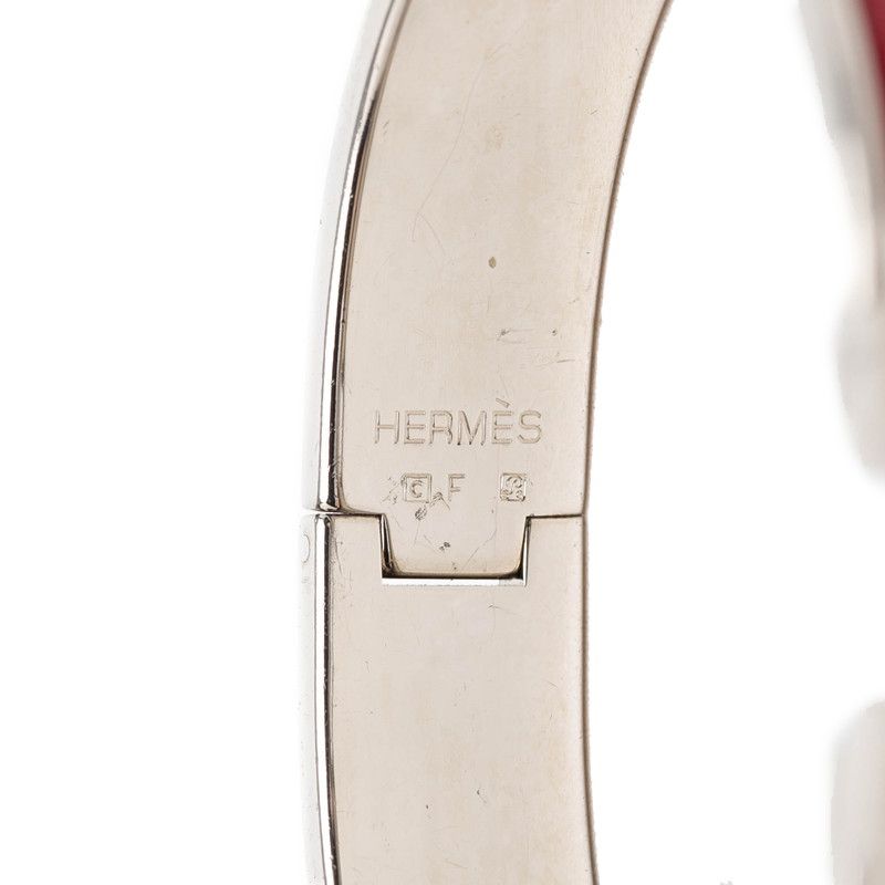 Hermes Click PM Enamel Bracelet Silver Red Metal — view 4
